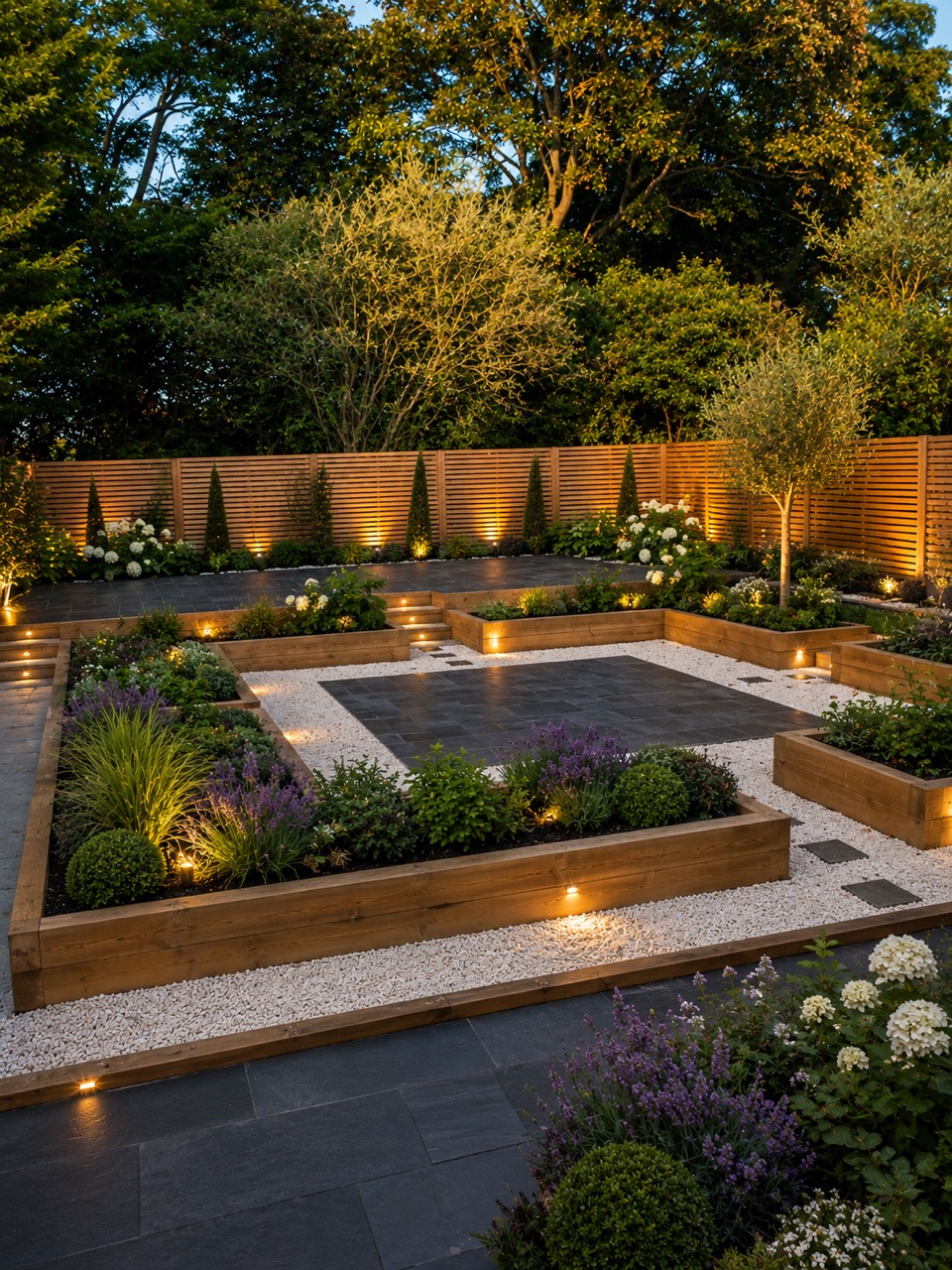 Colourful established garden border