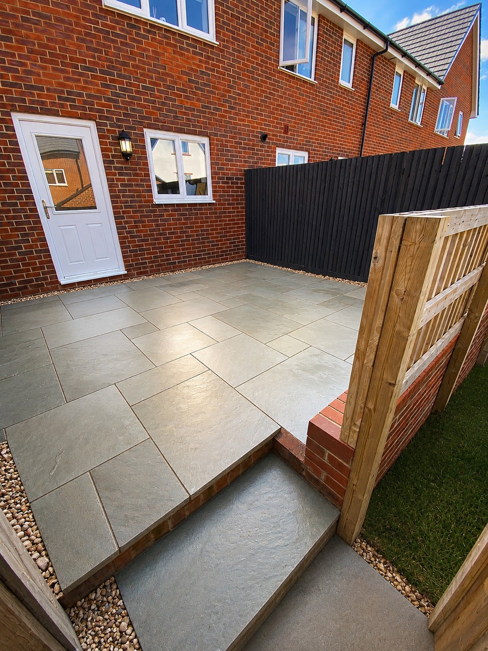 Considered garden planting and paving