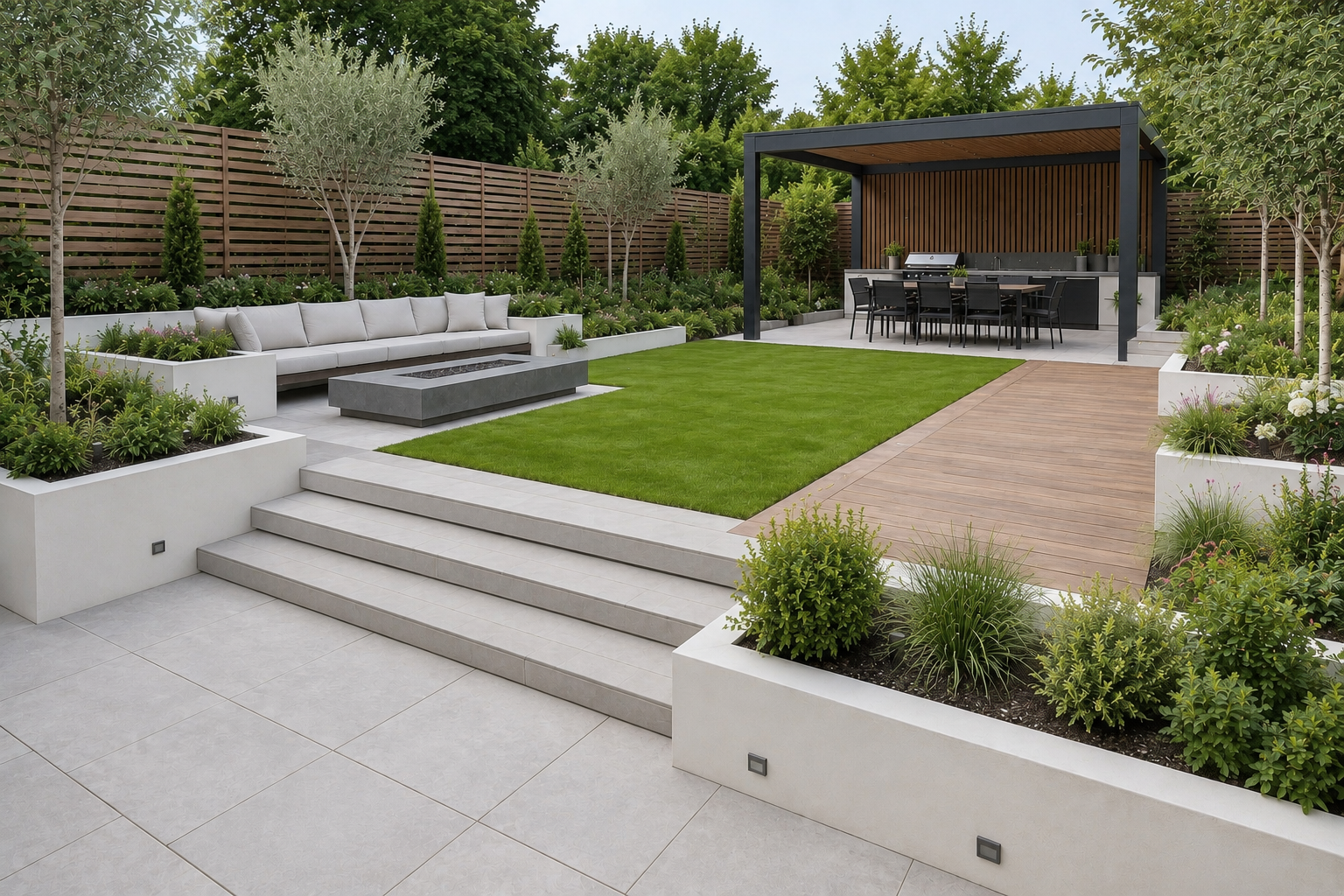 Finished landscaped garden and patio