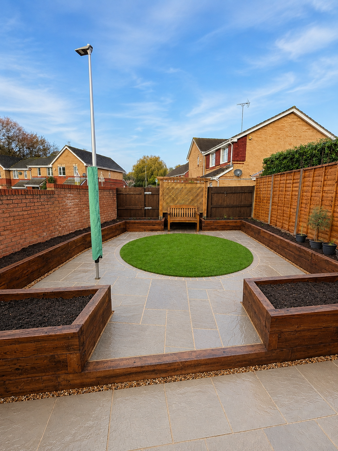 Colourful established garden border maintained for seasonal interest