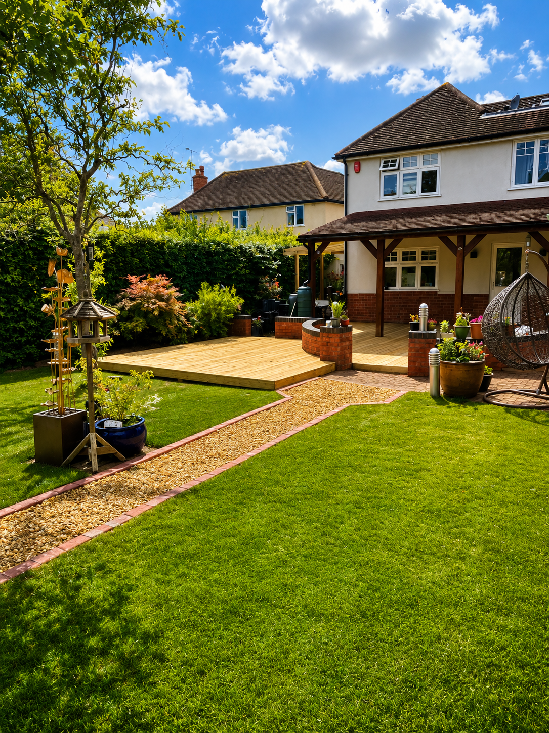 Landscaper carefully working in a garden