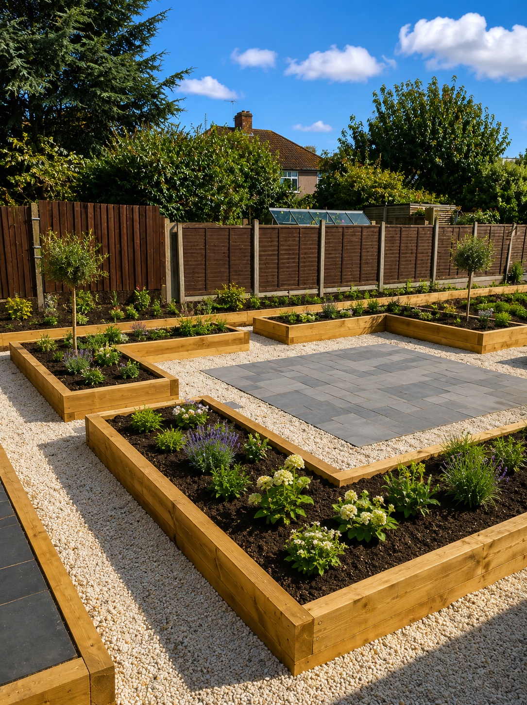 Professional landscaping and finished garden terrace in Berkshire